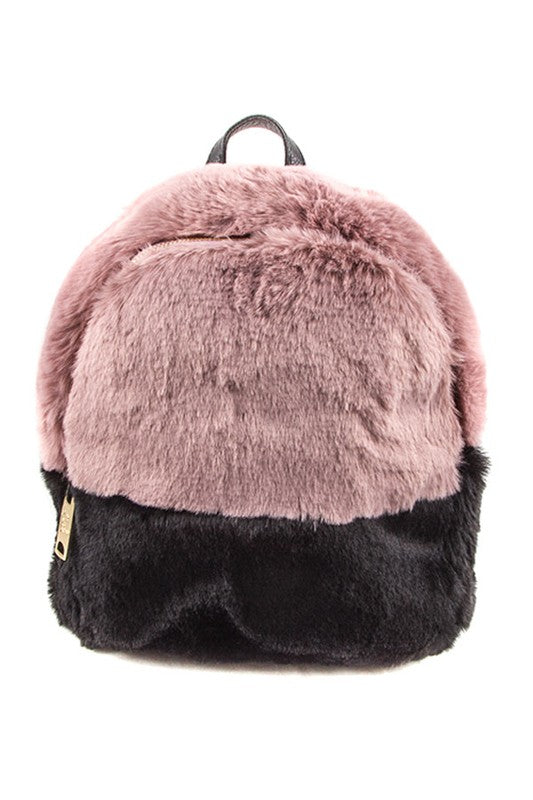 Two Toned Furry Backpack