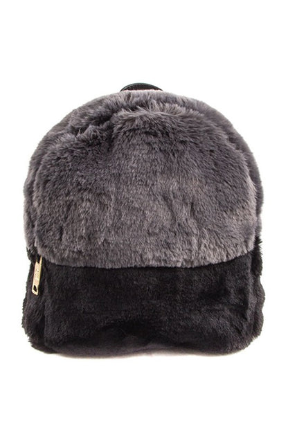 Two Toned Furry Backpack