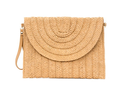 Straw Fold-Over Convertible Clutch