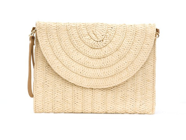 Straw Fold-Over Convertible Clutch