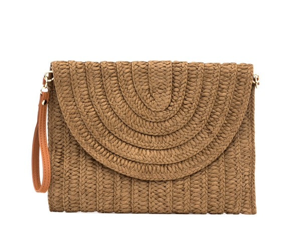 Straw Fold-Over Convertible Clutch
