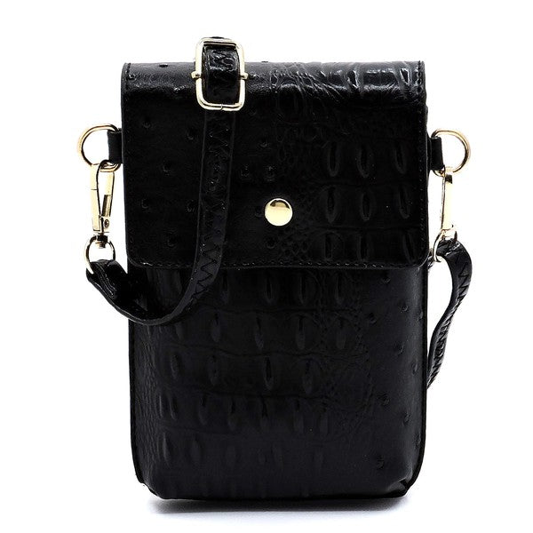 Ostrich Croc Crossbody Cell Phone Case