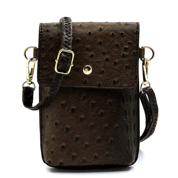 Ostrich Croc Crossbody Cell Phone Case