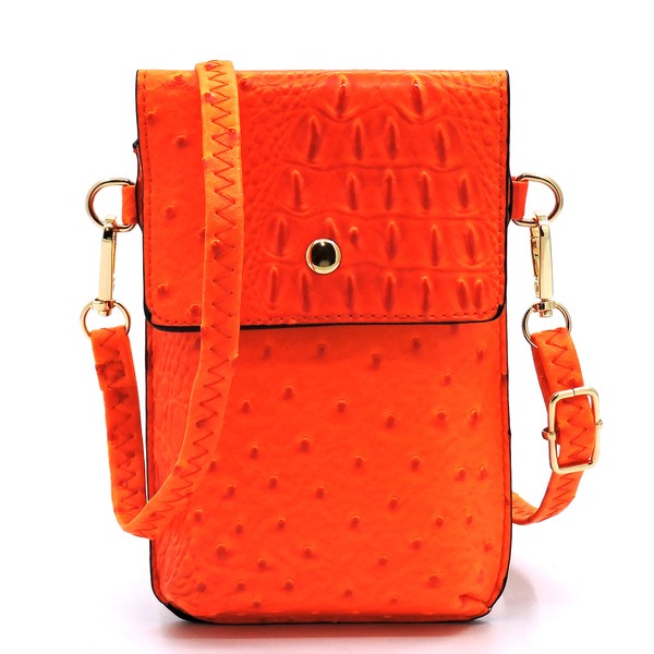 Ostrich Croc Crossbody Cell Phone Case