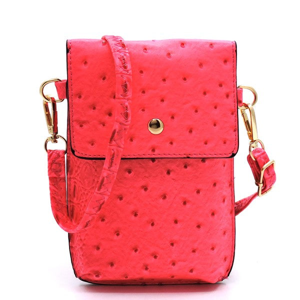 Ostrich Croc Crossbody Cell Phone Case