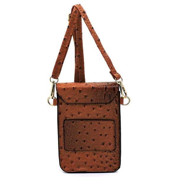Ostrich Croc Crossbody Cell Phone Case
