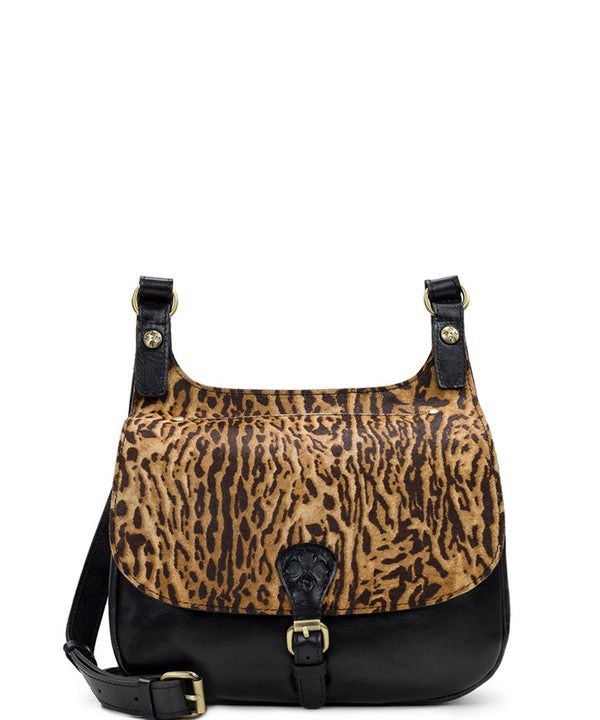 Exotic Cat Leather Saddle Crossbody Bag